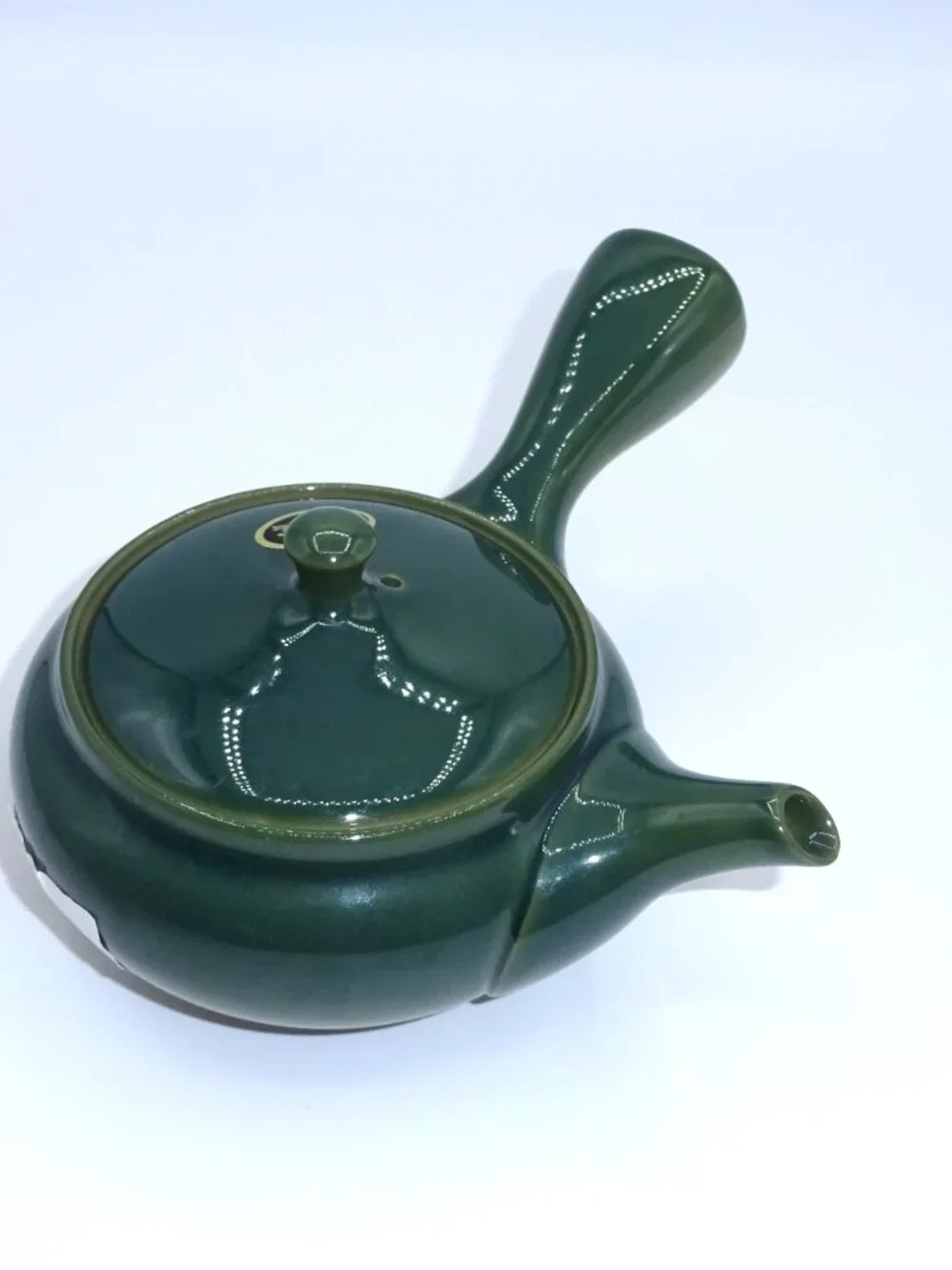 Japanese Kyusu Tokoname Style Green Ceramic Side Handle Teapot Tea Pot